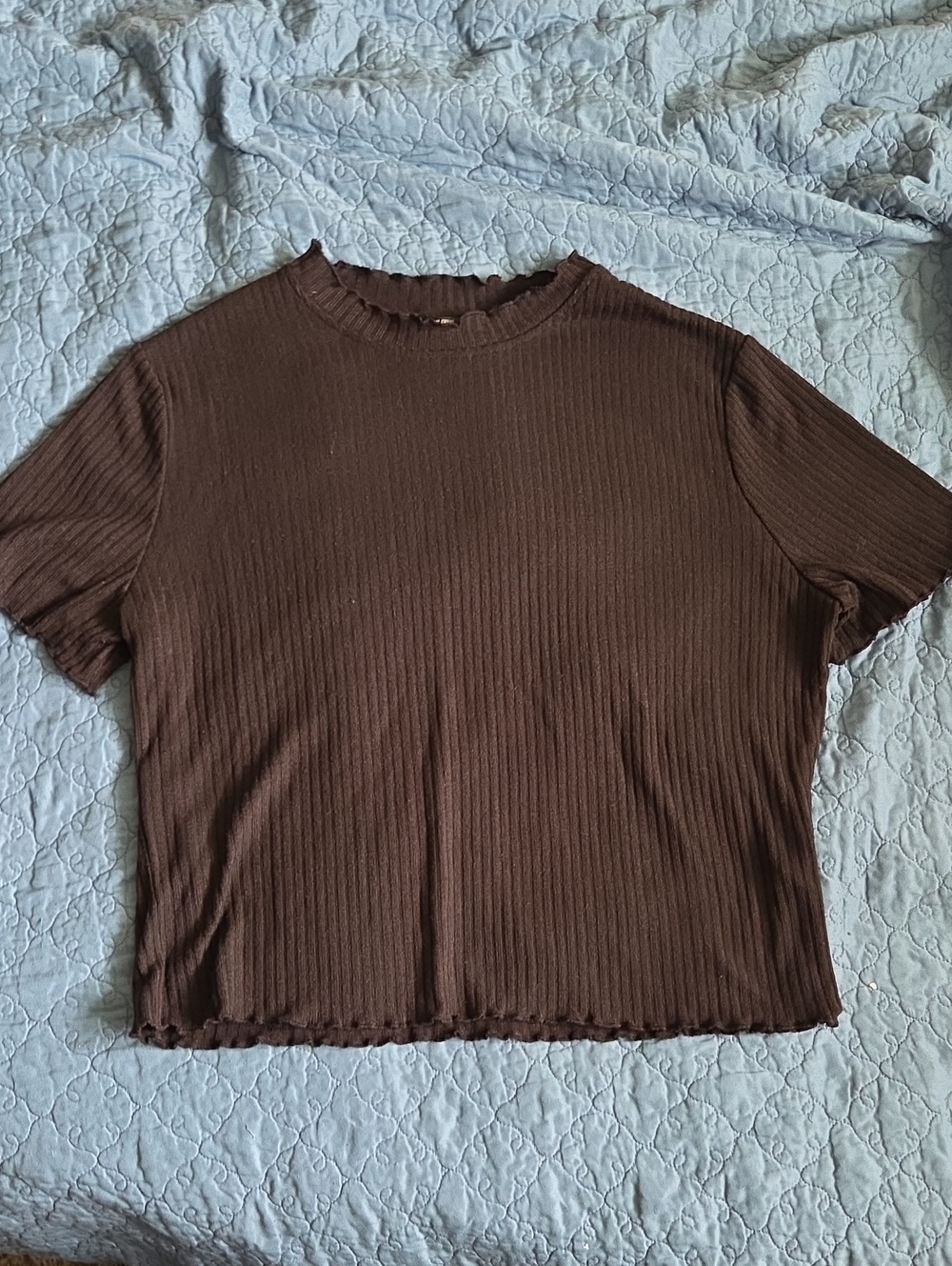 Black Lettuce Trim Top